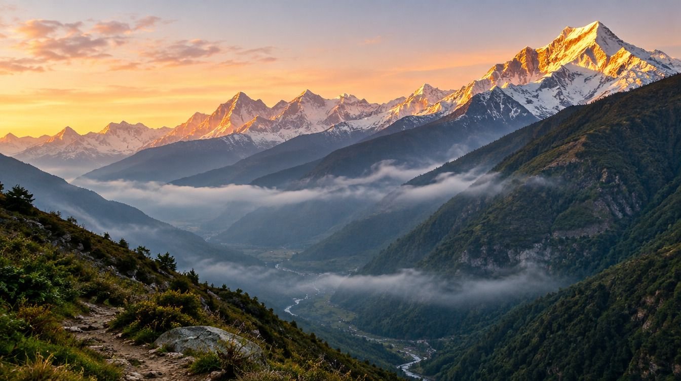 Sunrise, Sunset and Changing Mountain Light